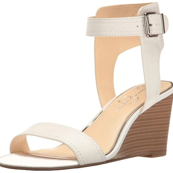 Jessica Simpson Shoes - Jessica Simpson Cristabel Wedge Sandals Sleek Powder Cream New